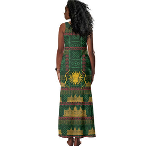 Mali Tank Maxi Dress Golden Sun And Mosque Patterns Retro Style
