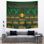 Mali Tapestry Golden Sun And Mosque Patterns Retro Style