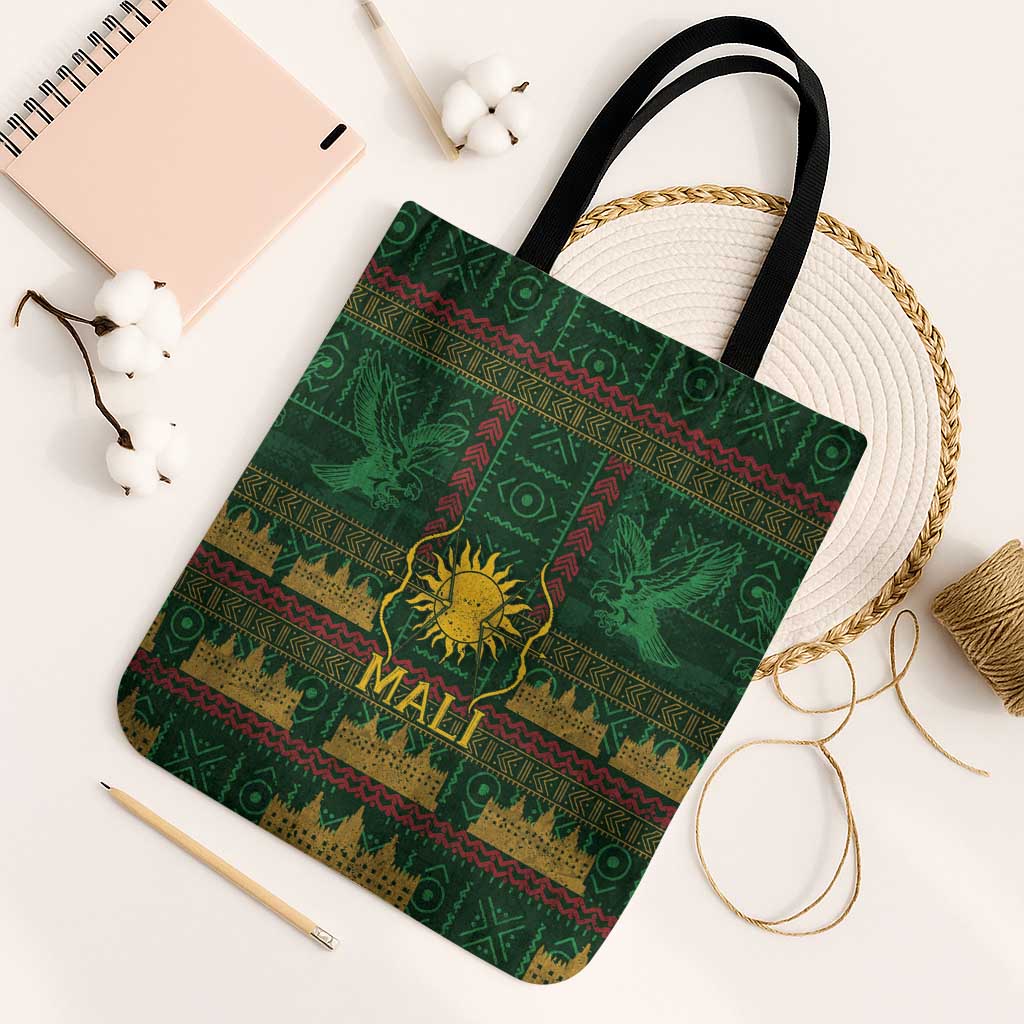 Mali Tote Bag Golden Sun And Mosque Patterns Retro Style