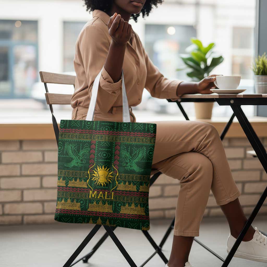 Mali Tote Bag Golden Sun And Mosque Patterns Retro Style