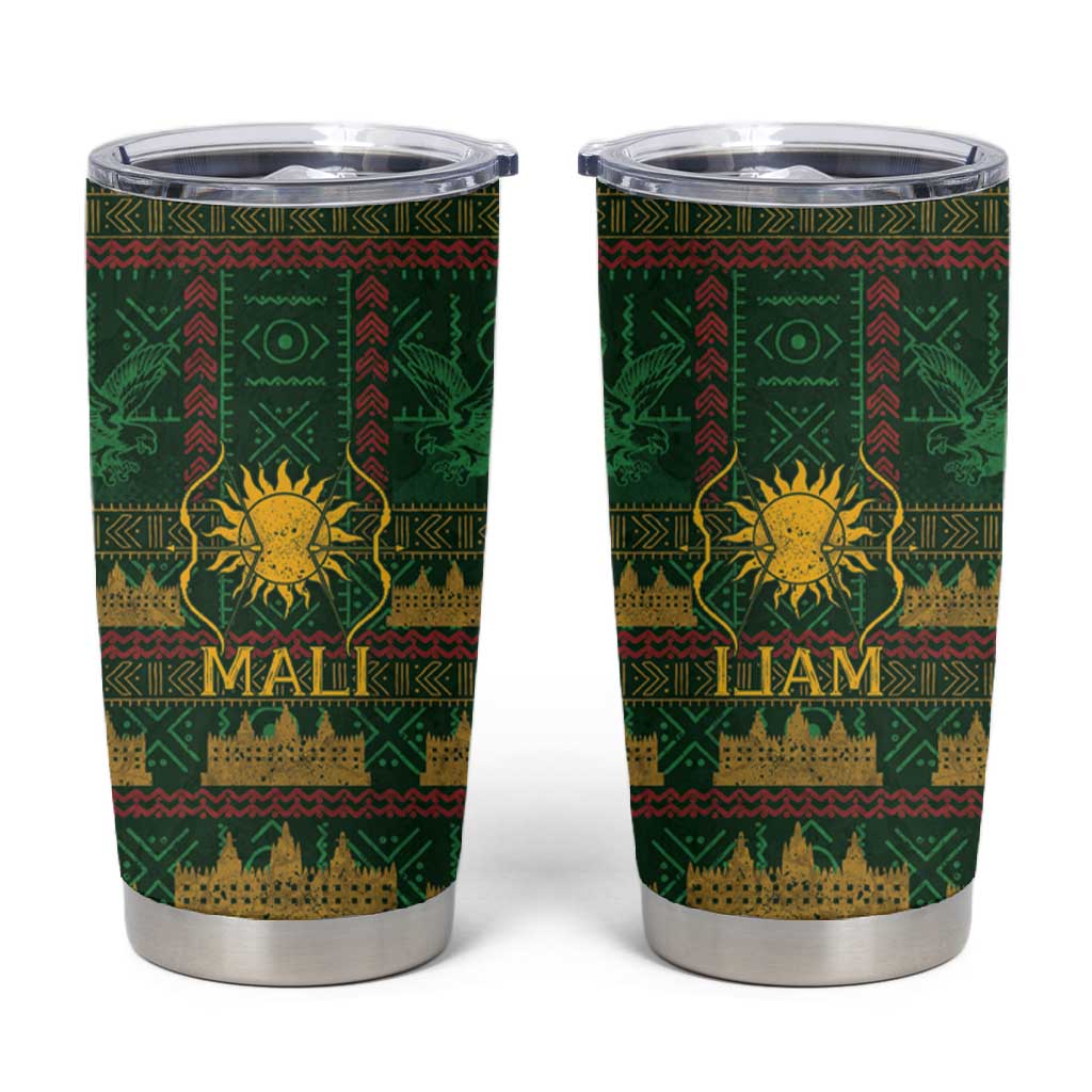 Mali Tumbler Cup Golden Sun And Mosque Patterns Retro Style