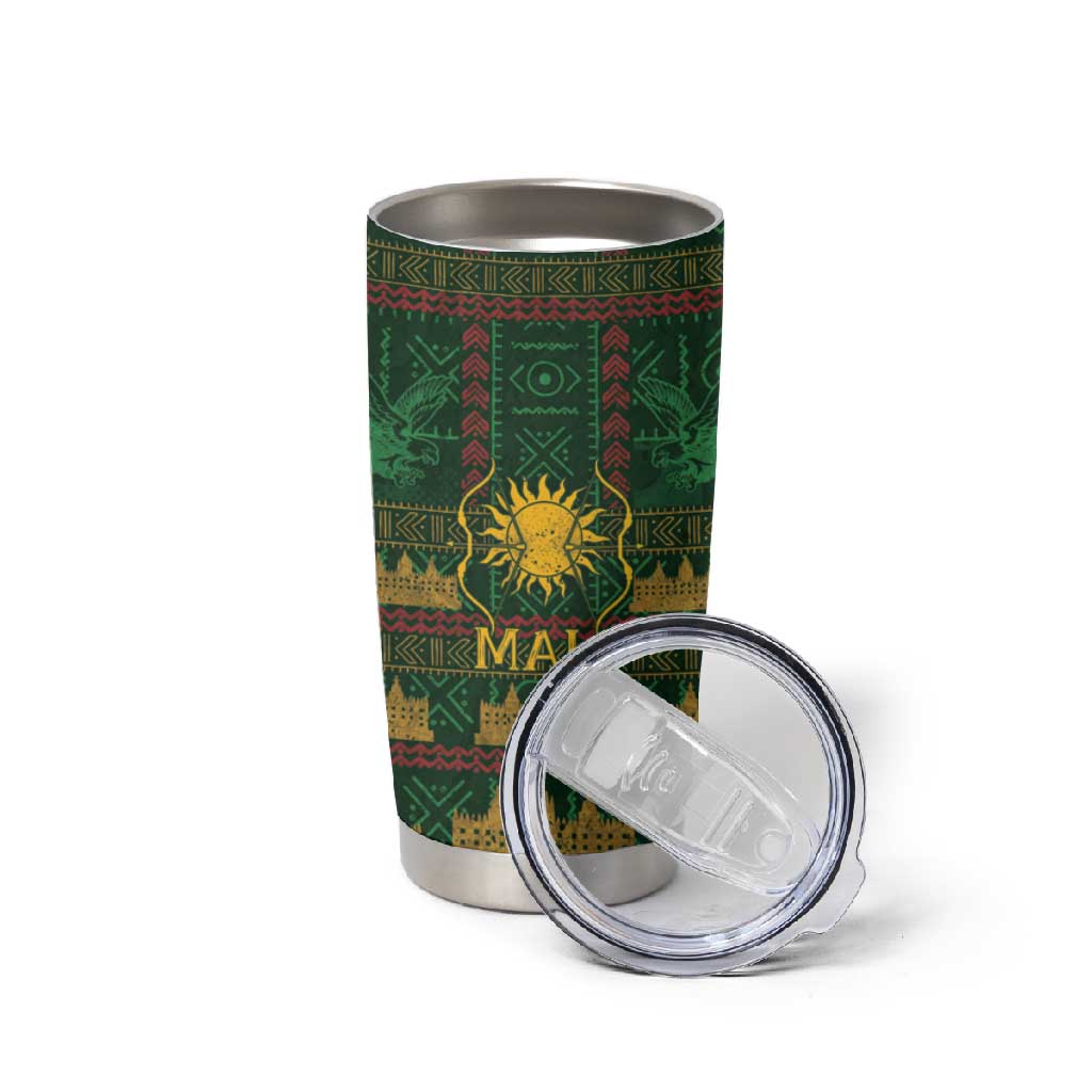 Mali Tumbler Cup Golden Sun And Mosque Patterns Retro Style