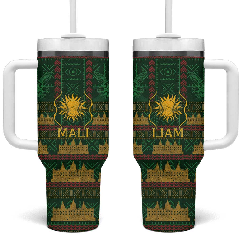 Mali Tumbler With Handle Golden Sun And Mosque Patterns Retro Style