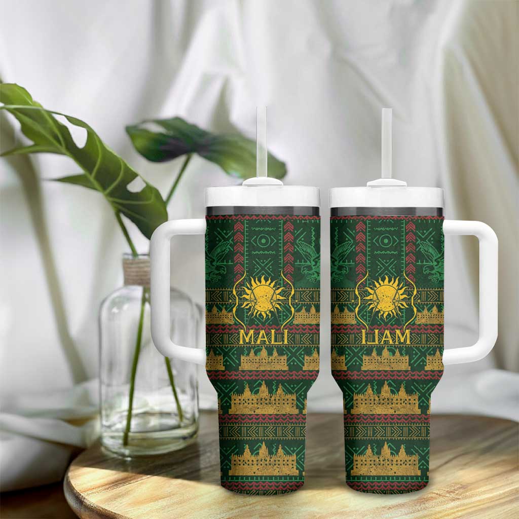 Mali Tumbler With Handle Golden Sun And Mosque Patterns Retro Style