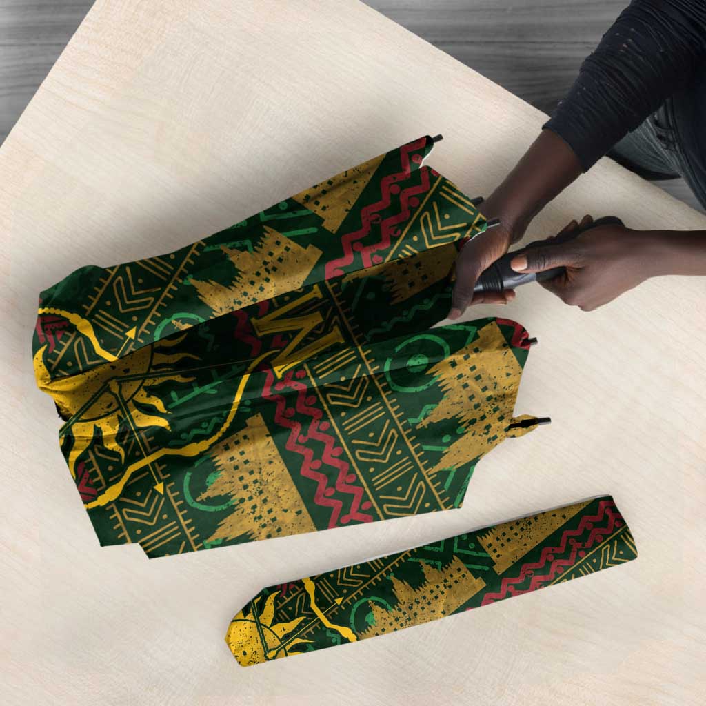 Mali Umbrella Golden Sun And Mosque Patterns Retro Style