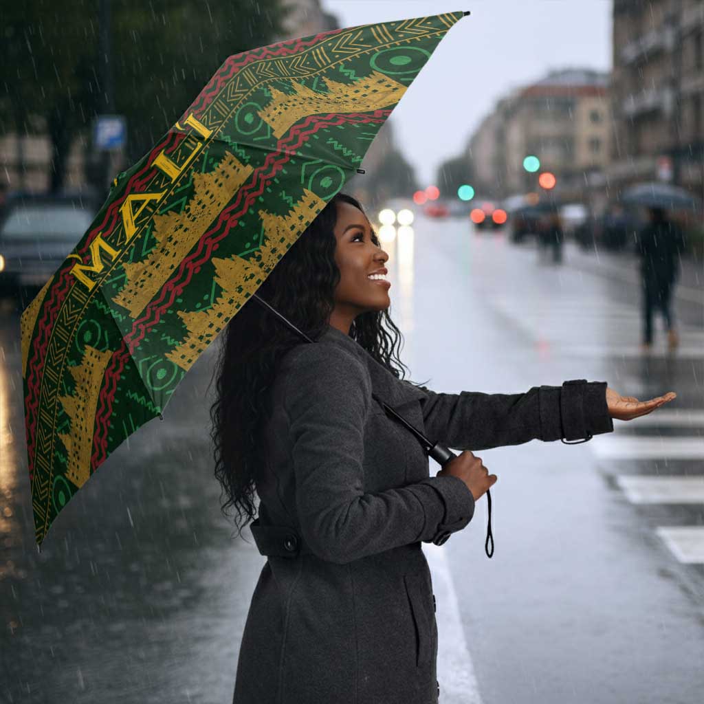 Mali Umbrella Golden Sun And Mosque Patterns Retro Style