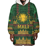 Mali Wearable Blanket Hoodie Golden Sun And Mosque Patterns Retro Style
