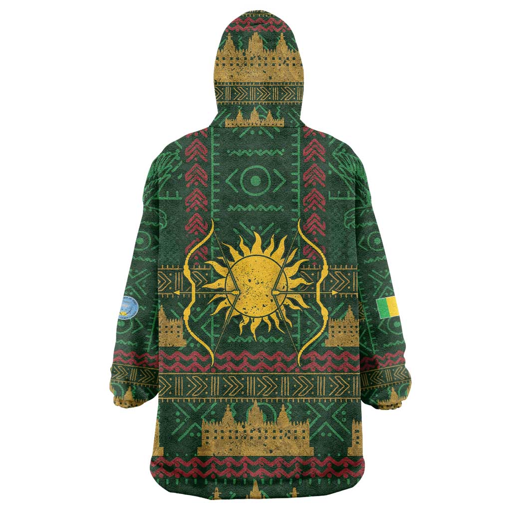Mali Wearable Blanket Hoodie Golden Sun And Mosque Patterns Retro Style