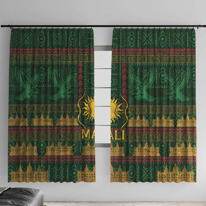 Mali Window Curtain Golden Sun And Mosque Patterns Retro Style