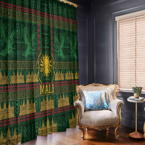 Mali Window Curtain Golden Sun And Mosque Patterns Retro Style