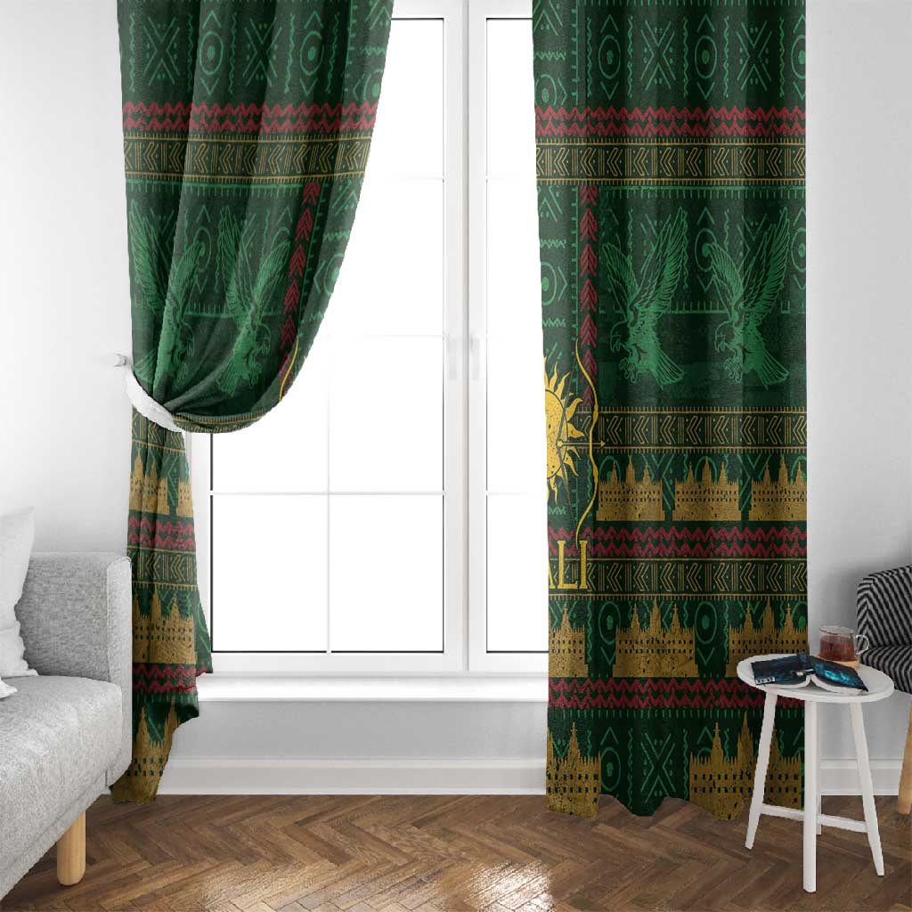 Mali Window Curtain Golden Sun And Mosque Patterns Retro Style