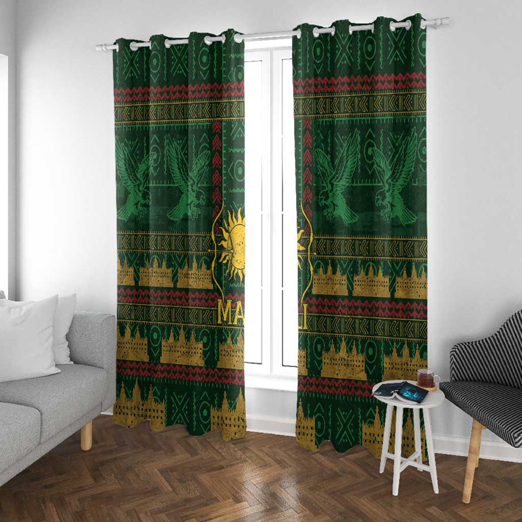Mali Window Curtain Golden Sun And Mosque Patterns Retro Style