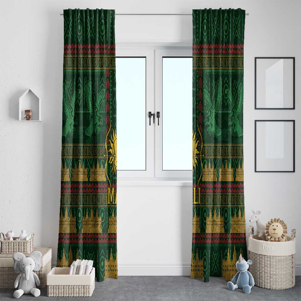 Mali Window Curtain Golden Sun And Mosque Patterns Retro Style