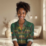 Mali Women Casual Shirt Golden Sun And Mosque Patterns Retro Style