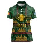 Mali Women Polo Shirt Golden Sun And Mosque Patterns Retro Style