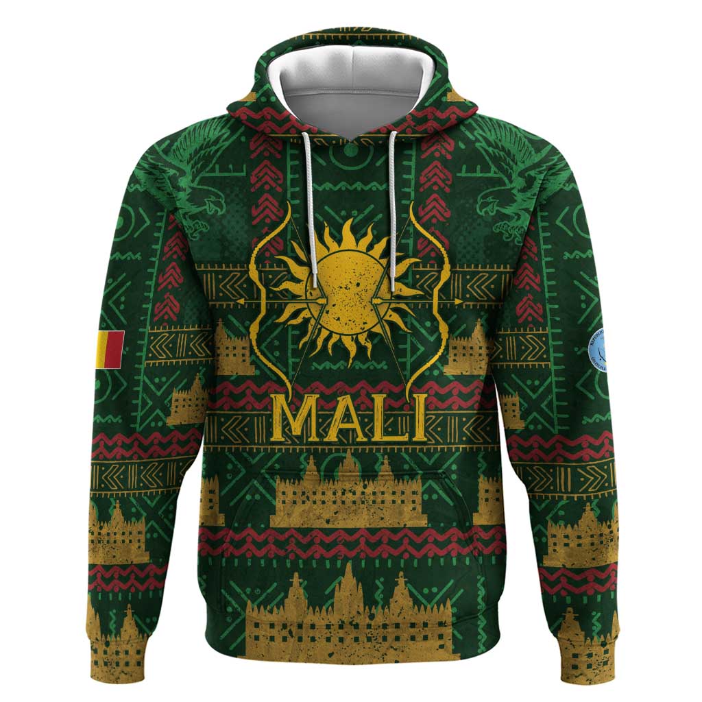 Mali Zip Hoodie Golden Sun And Mosque Patterns Retro Style