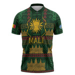 Mali Zipper Polo Shirt Golden Sun And Mosque Patterns Retro Style