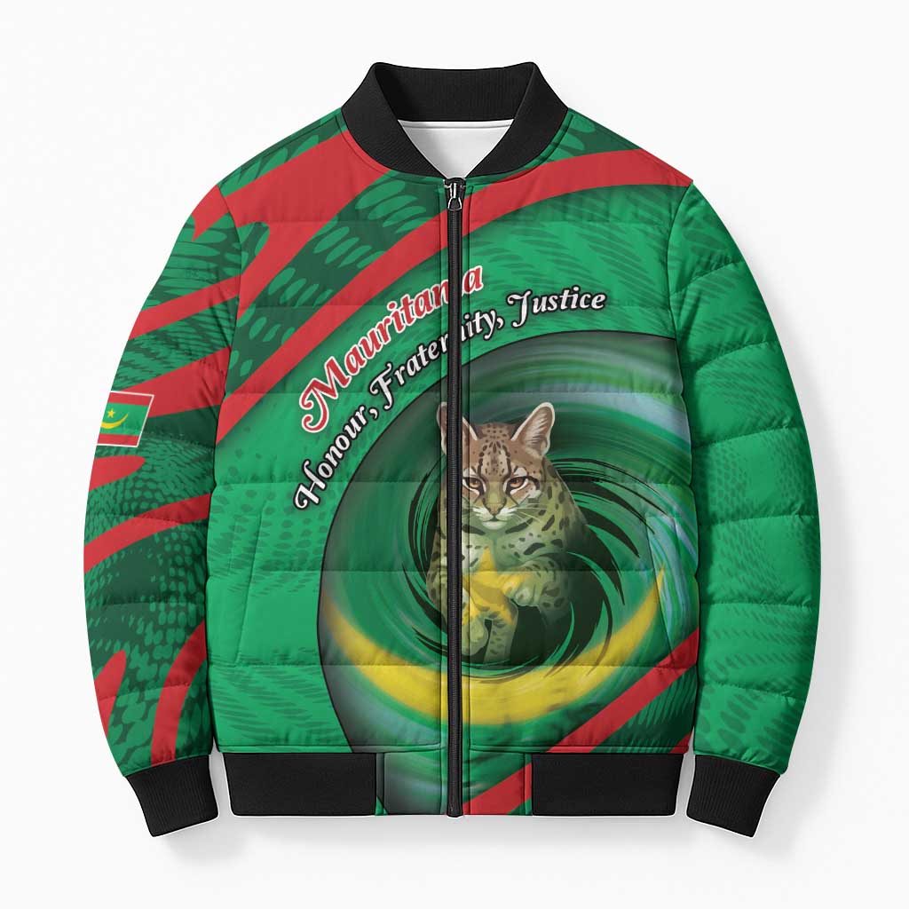 Personalized Mauritania Bomber Puffer Jacket African Wildcat From Richat Structure