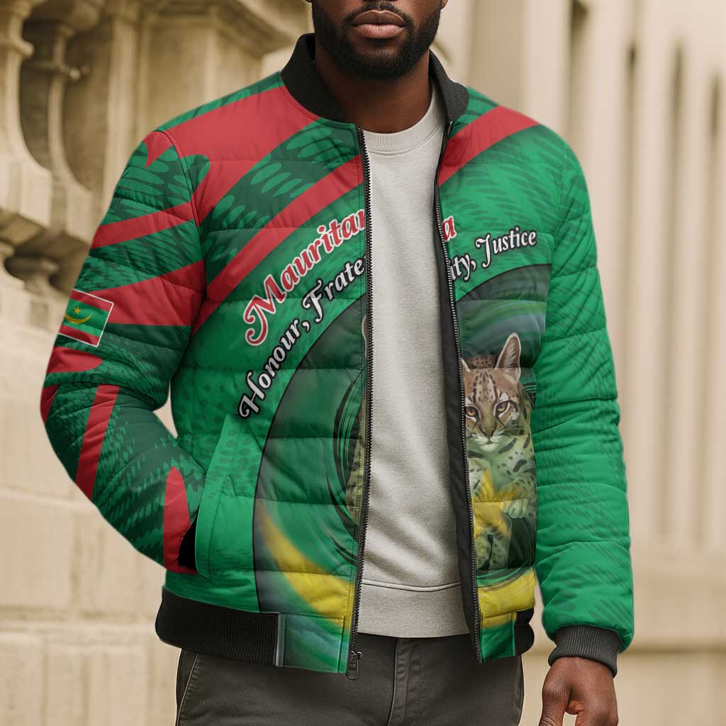 Personalized Mauritania Bomber Puffer Jacket African Wildcat From Richat Structure