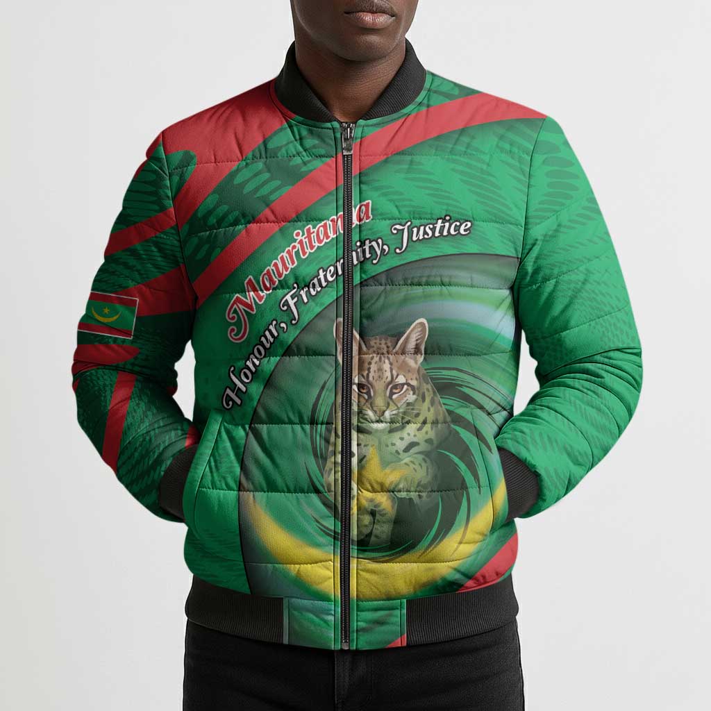 Personalized Mauritania Bomber Puffer Jacket African Wildcat From Richat Structure