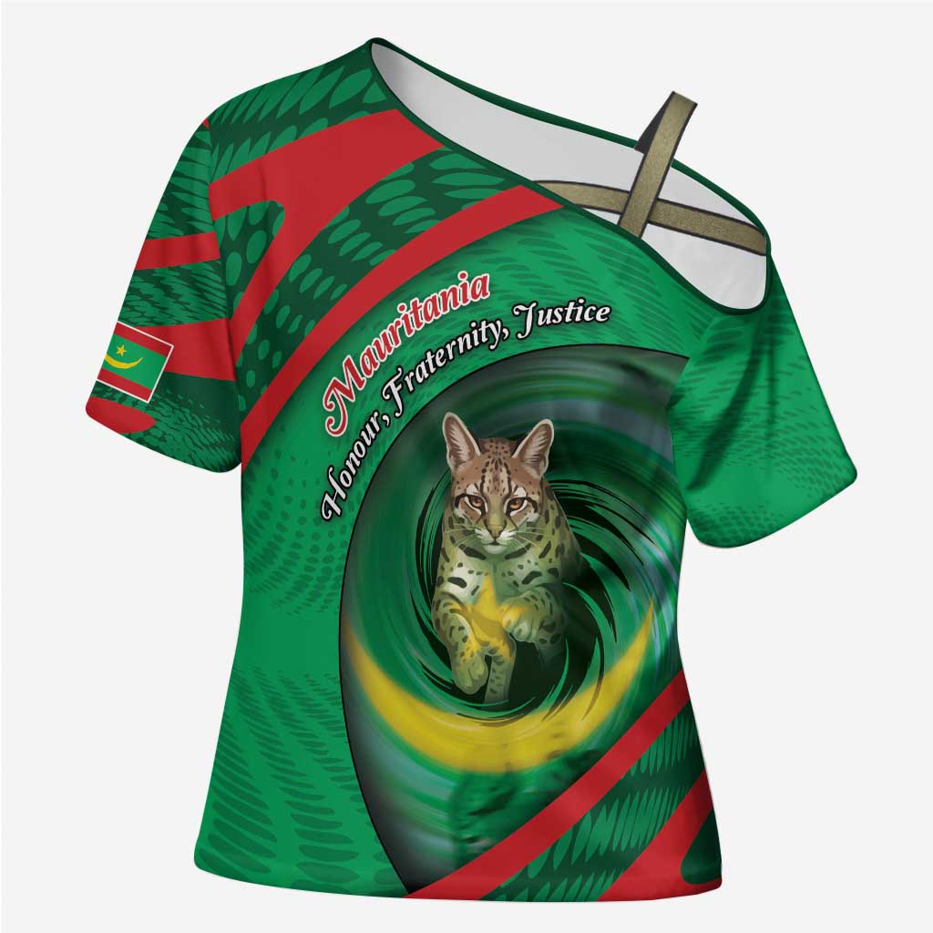 Personalized Mauritania Cross Shoulder Shirt African Wildcat From Richat Structure