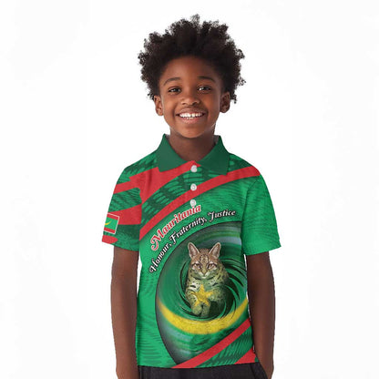 Personalized Mauritania Kid Polo Shirt African Wildcat From Richat Structure