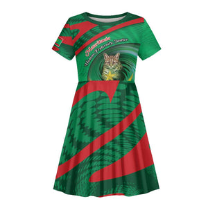 Personalized Mauritania Kid Short Sleeve Dress African Wildcat From Richat Structure