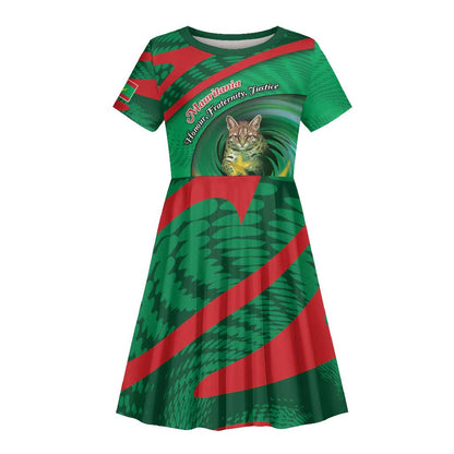 Personalized Mauritania Kid Short Sleeve Dress African Wildcat From Richat Structure