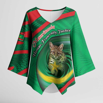 Personalized Mauritania Kimono Sleeve Blouse African Wildcat From Richat Structure