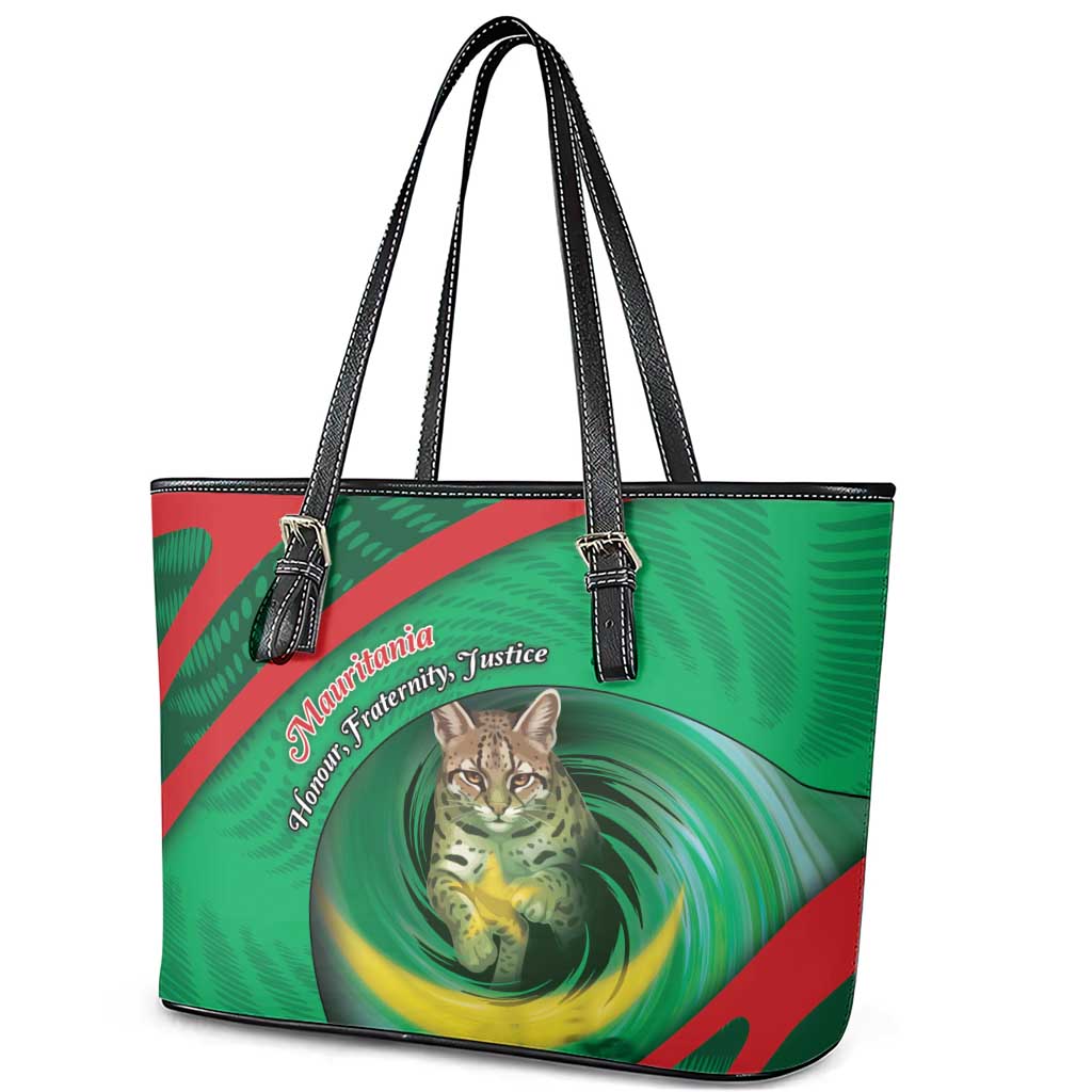 Mauritania Leather Tote Bag African Wildcat From Richat Structure