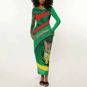 Personalized Mauritania Long Sleeve Bodycon Dress African Wildcat From Richat Structure