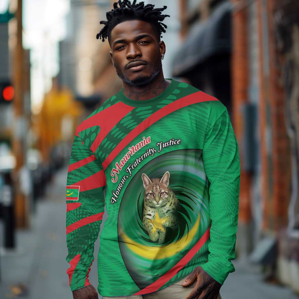 Personalized Mauritania Long Sleeve Shirt African Wildcat From Richat Structure