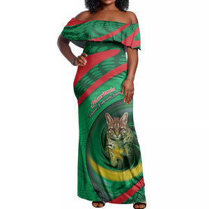 Personalized Mauritania Off Shoulder Maxi Dress African Wildcat From Richat Structure