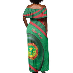 Personalized Mauritania Off Shoulder Maxi Dress African Wildcat From Richat Structure