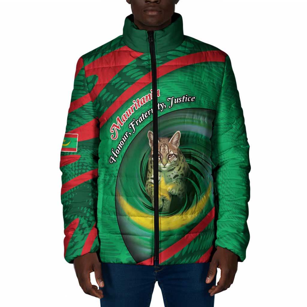 Personalized Mauritania Padded Jacket African Wildcat From Richat Structure