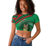 Personalized Mauritania Raglan Cropped T shirt African Wildcat From Richat Structure