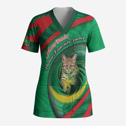Personalized Mauritania Scrub Top African Wildcat From Richat Structure