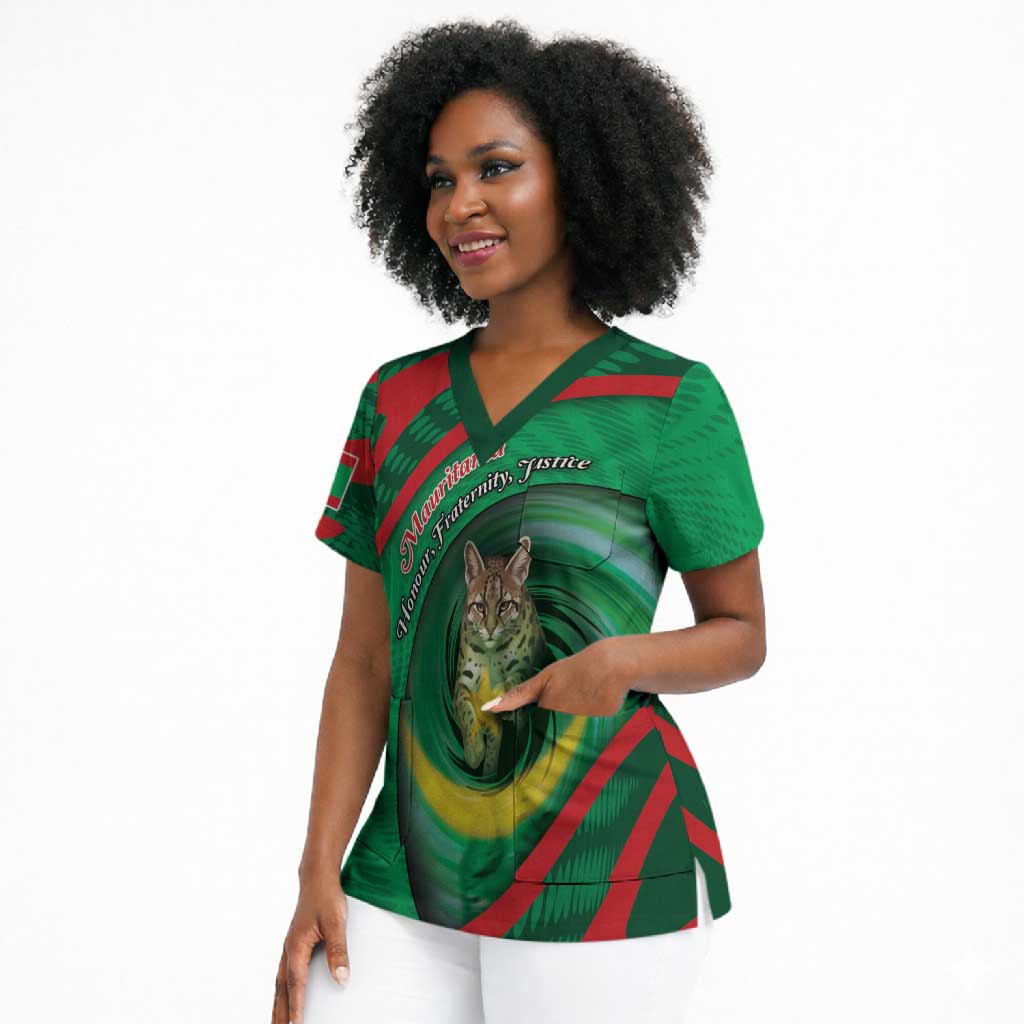 Personalized Mauritania Scrub Top African Wildcat From Richat Structure