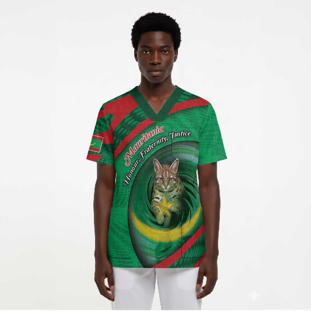 Personalized Mauritania Scrub Top African Wildcat From Richat Structure