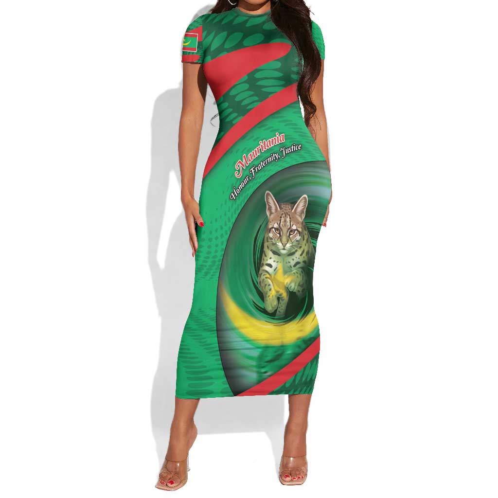 Personalized Mauritania Short Sleeve Bodycon Dress African Wildcat From Richat Structure