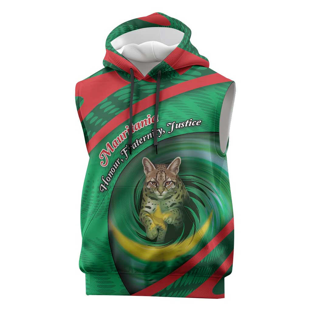 Personalized Mauritania Sleeveless Hoodie African Wildcat From Richat Structure
