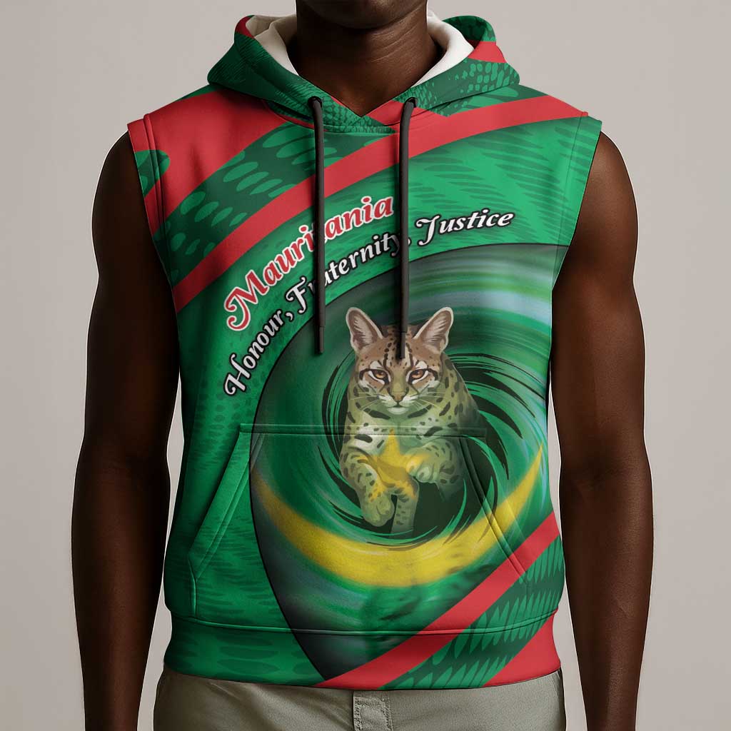 Personalized Mauritania Sleeveless Hoodie African Wildcat From Richat Structure