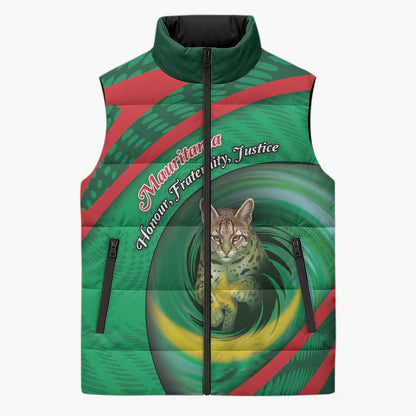 Personalized Mauritania Sleeveless Puffer Jacket African Wildcat From Richat Structure
