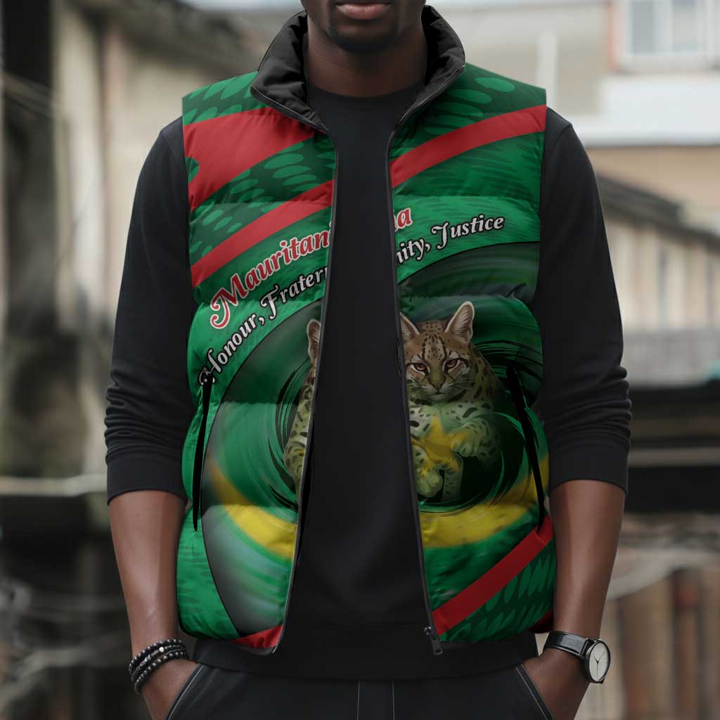 Personalized Mauritania Sleeveless Puffer Jacket African Wildcat From Richat Structure