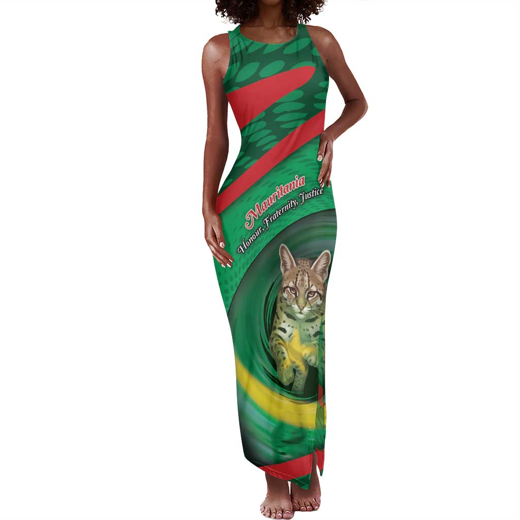 Personalized Mauritania Tank Maxi Dress African Wildcat From Richat Structure