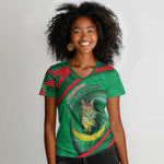 Personalized Mauritania Women V-Neck T-Shirt African Wildcat From Richat Structure