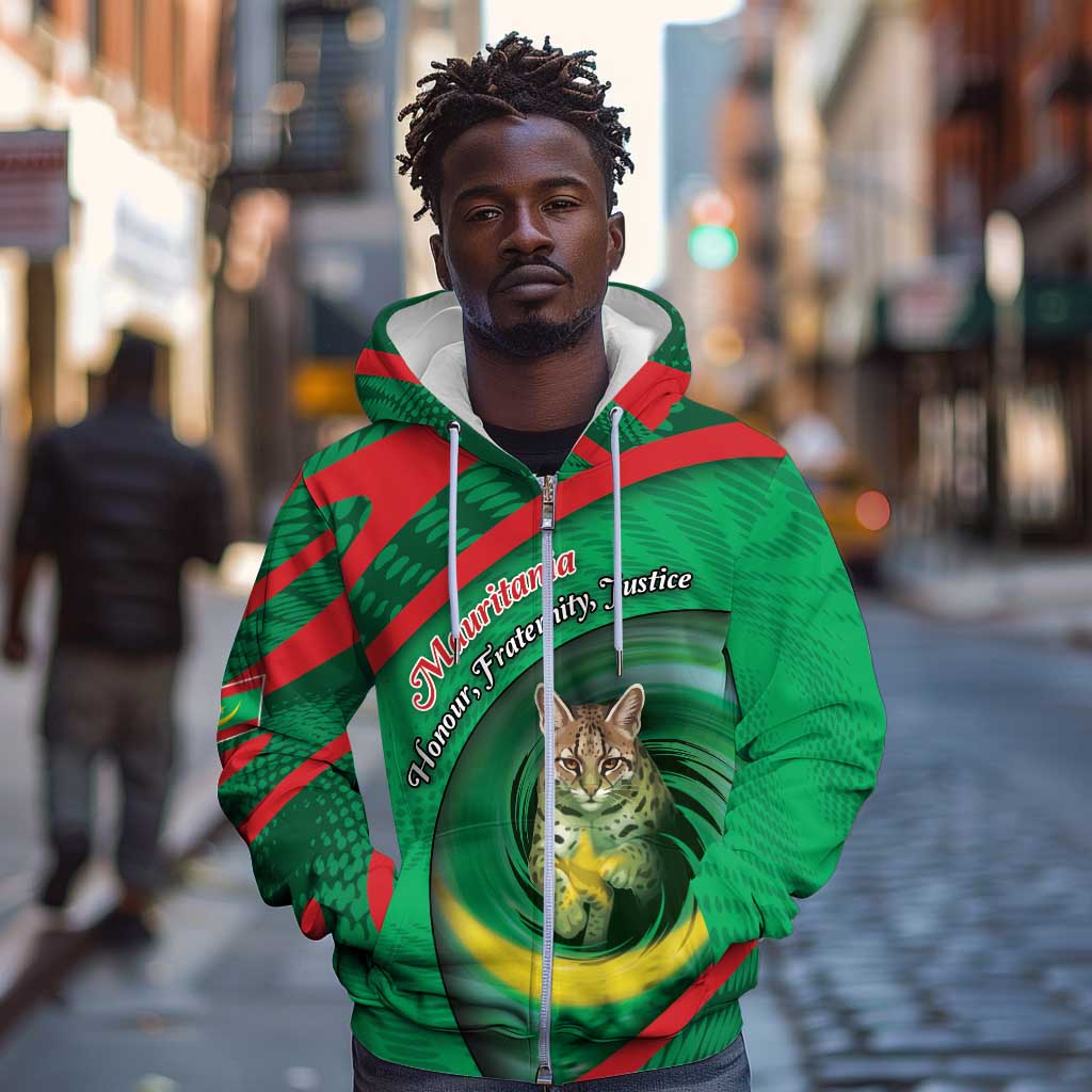 Personalized Mauritania Zip Hoodie African Wildcat From Richat Structure