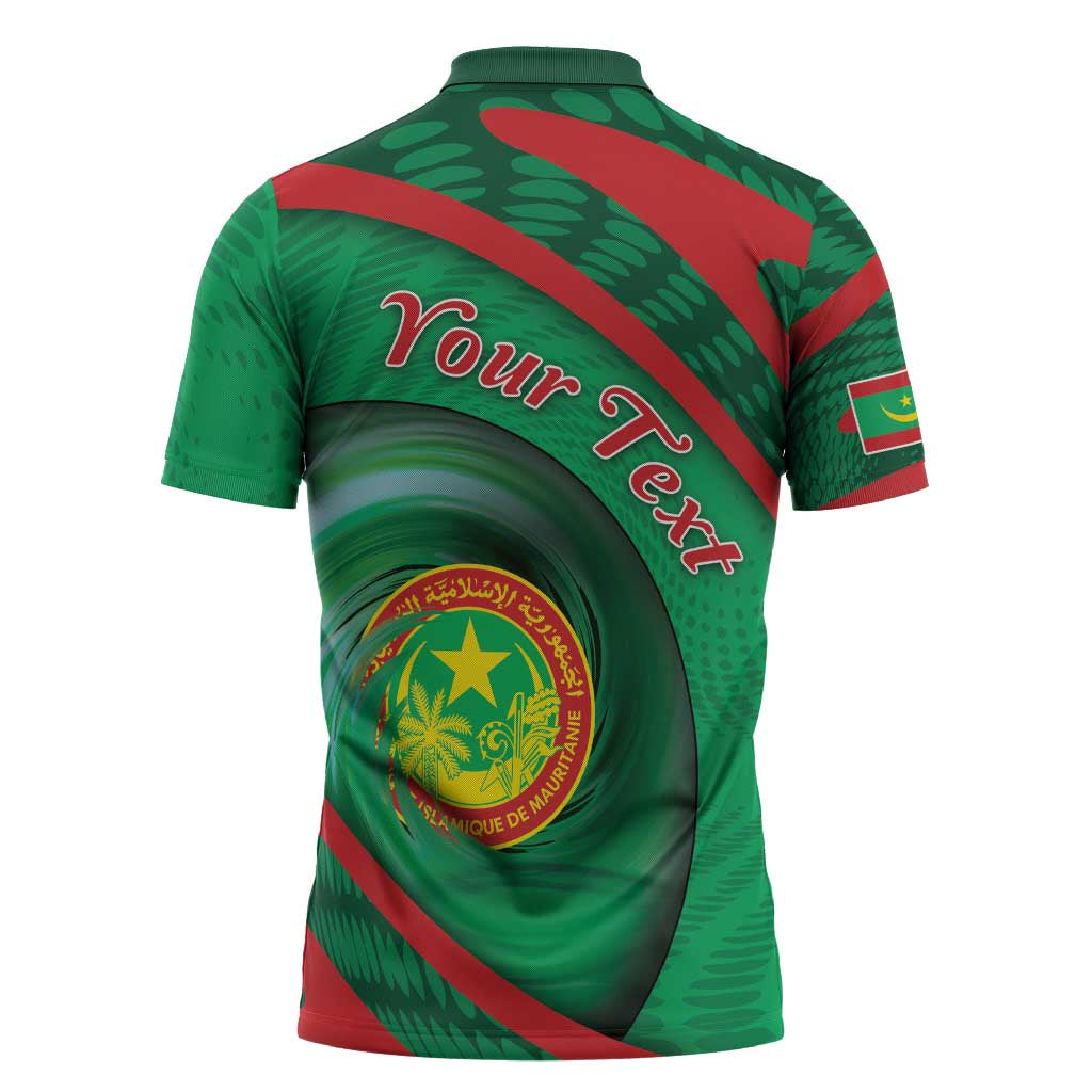 Personalized Mauritania Zipper Polo Shirt African Wildcat From Richat Structure