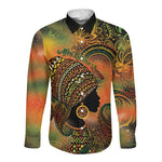 Black Women Long Sleeve Button Shirt Afro Latina Queen - African Pride