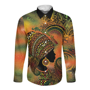 Black Women Long Sleeve Button Shirt Afro Latina Queen - African Pride